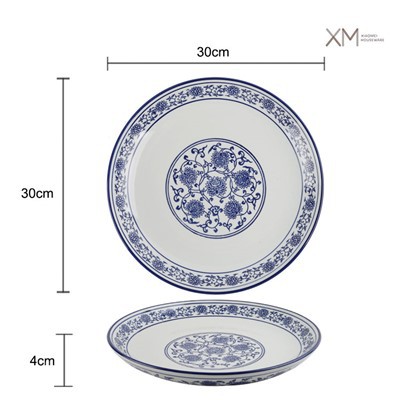 Underglaze spalva 12 colių apvalios plokštės derliaus gėlių keraminė plokštė